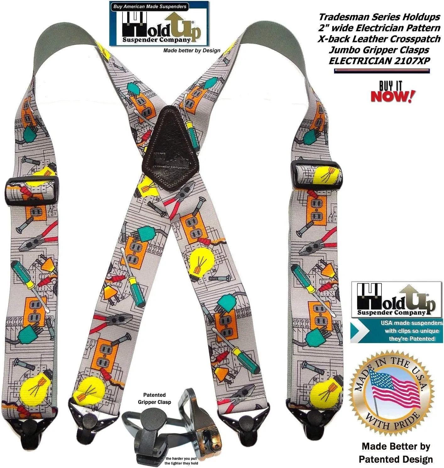 Holdup 2" wide Tradesman Series Suspenders for Men
