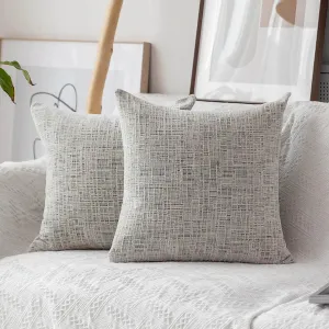 Home Brilliant Textured Throw Pillow Covers Chenille Stripe Velvet Pillowcases for Home Decoriation, Set of 2, 50x50 cm(20x20 inches), Cream Mix Black