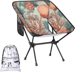 Honeybaby Folding Camping Chair Coral Theme Camping Chairs Lightweight Portable Chair Outdoor Foldable Chairs for Camping Travel Picnic Beach Hiking