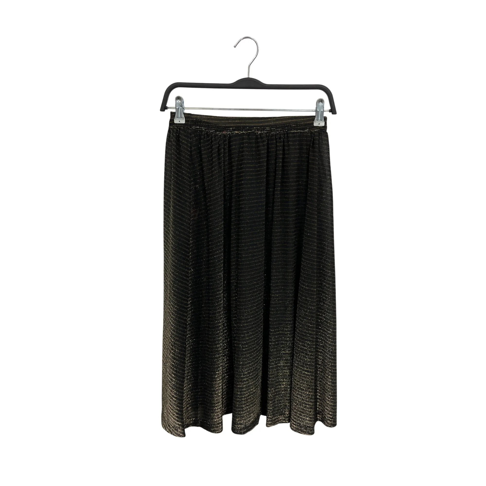 Hot Traffic Black & Gold Metallic Pleated Midi Skirt M