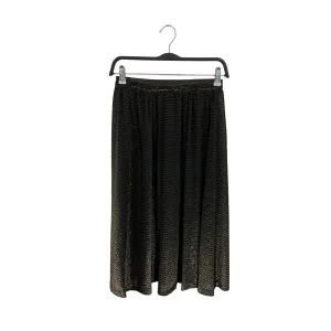 Hot Traffic Black & Gold Metallic Pleated Midi Skirt M