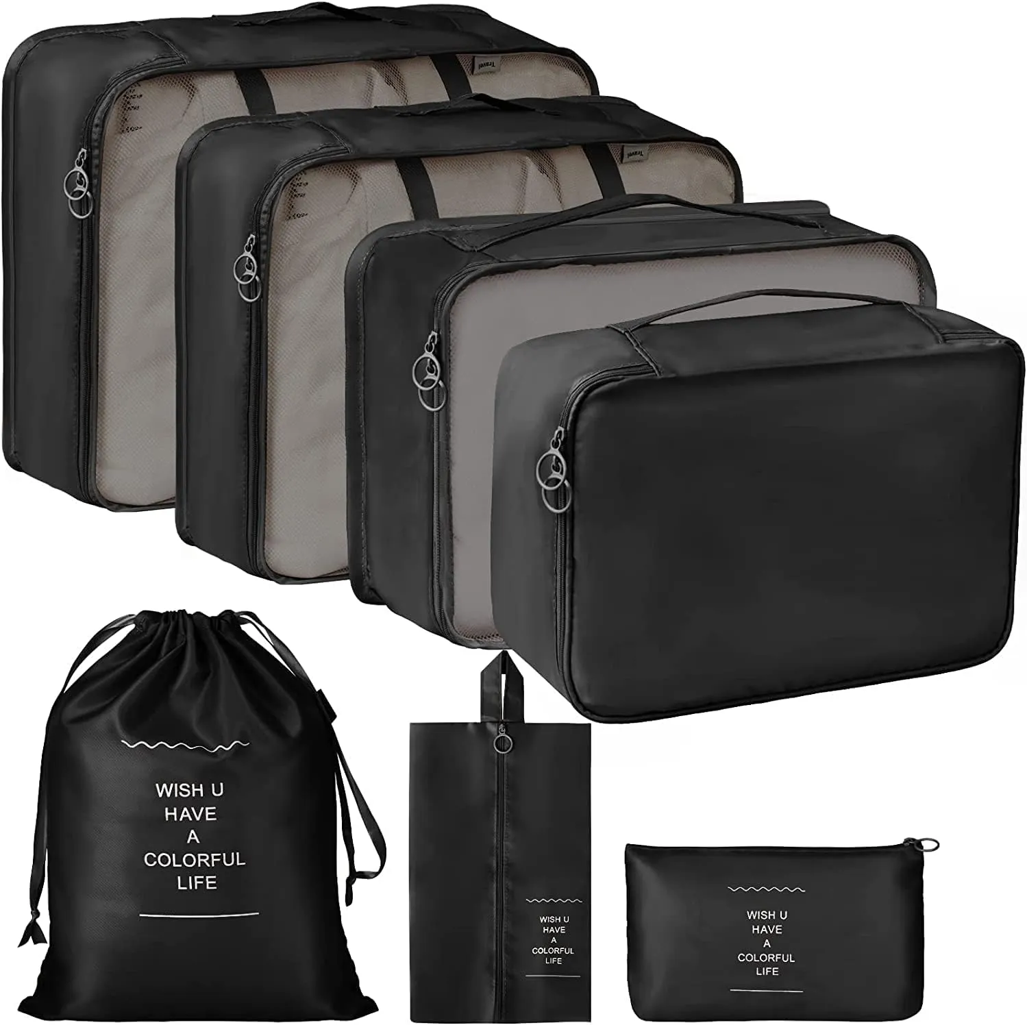 HOXHA Packing Cubes Travel 7 Set Luggage Organizers With Laundry Bag, Shoe Bag And Toiletry bag,Lightweight Luggage For Carry On Suitcase