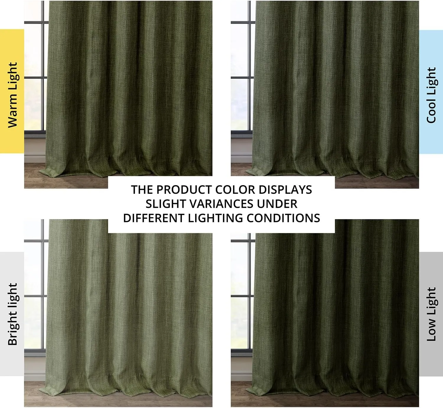 HPD Half Price Drapes - Faux Linen Curtains for Living Room (1 Panel) - 50W X 84L - Textured Room Darkening Curtains for Bedroom 84 Inches Long - Drapes for Home Decor, Khaki Green