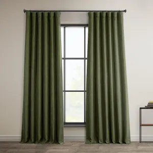 HPD Half Price Drapes - Faux Linen Curtains for Living Room (1 Panel) - 50W X 84L - Textured Room Darkening Curtains for Bedroom 84 Inches Long - Drapes for Home Decor, Khaki Green