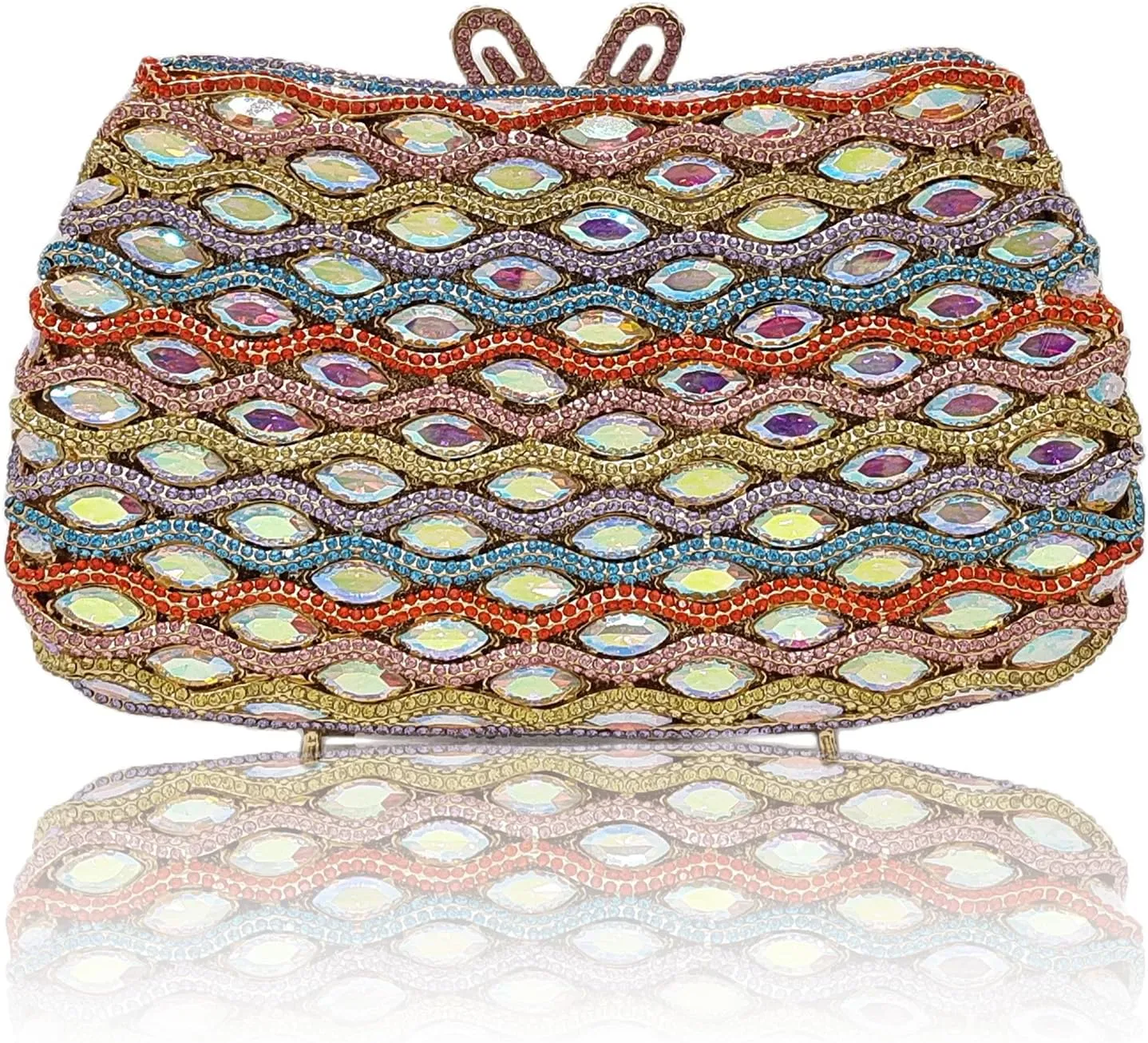 HUANG ZHUANG Luxury Crystal Clutch Women Multicolor Glitter Rhinestone Evening Bag for Party Wedding