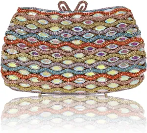 HUANG ZHUANG Luxury Crystal Clutch Women Multicolor Glitter Rhinestone Evening Bag for Party Wedding