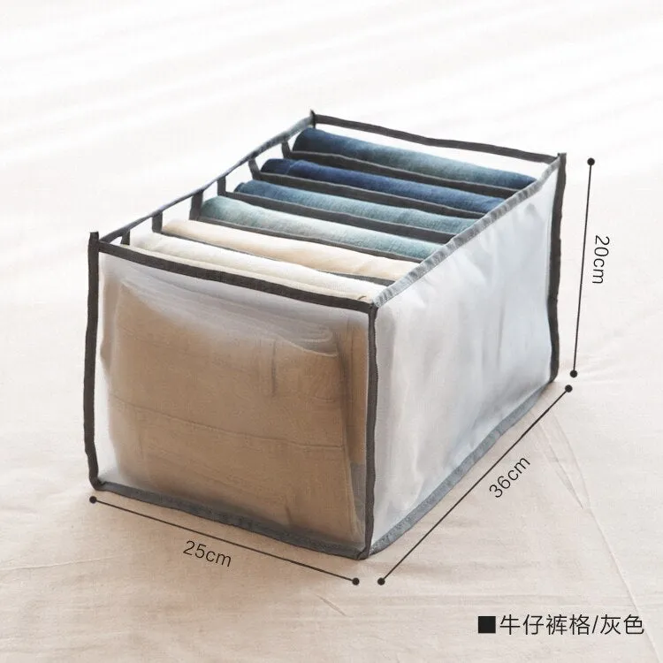 HULIANFU Stacking Pants Drawer Divider Organizer Jeans Compartment Storage Box Can Washed Home Closet Clothes Drawer Mesh Separation Box