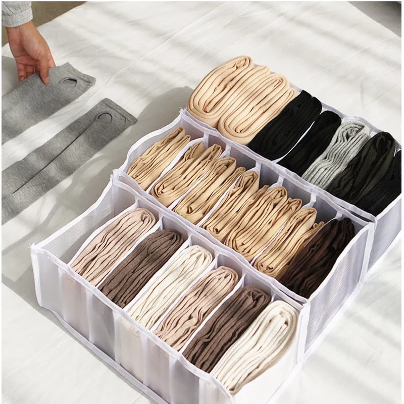 HULIANFU Stacking Pants Drawer Divider Organizer Jeans Compartment Storage Box Can Washed Home Closet Clothes Drawer Mesh Separation Box