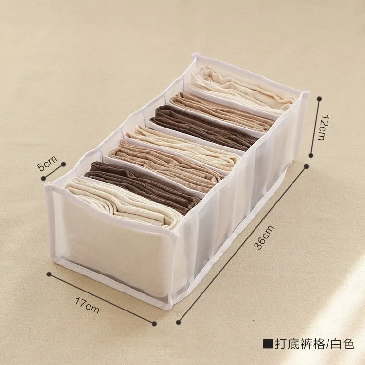 HULIANFU Stacking Pants Drawer Divider Organizer Jeans Compartment Storage Box Can Washed Home Closet Clothes Drawer Mesh Separation Box
