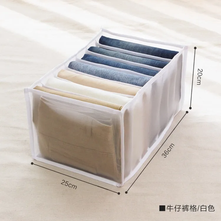 HULIANFU Stacking Pants Drawer Divider Organizer Jeans Compartment Storage Box Can Washed Home Closet Clothes Drawer Mesh Separation Box