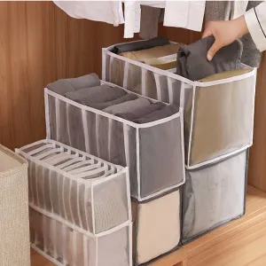 HULIANFU Stacking Pants Drawer Divider Organizer Jeans Compartment Storage Box Can Washed Home Closet Clothes Drawer Mesh Separation Box