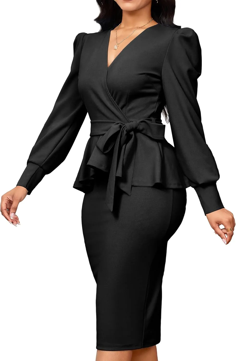 IbuduSexy Church Dresses for Women Elegant Sexy Business Outfits for Women Solid Color Pencil Dress for Women