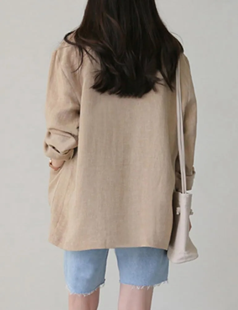 IDEALSANXUN Womens Linen Blazer Casual Long Sleeve Lightweight Spring Summer Jackets