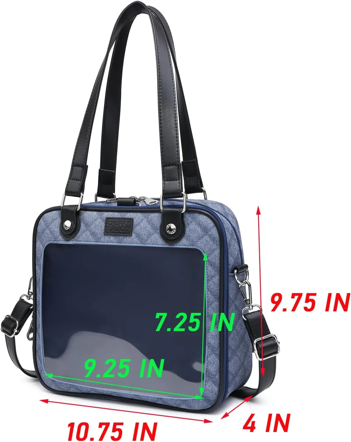 Imitation Denim PU Ita Bag Backpack Crossbody Bag Satchel Messenger Shoulder Bag for Pins Display