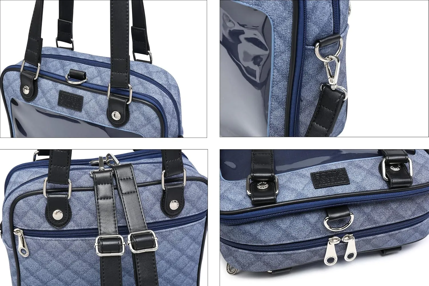 Imitation Denim PU Ita Bag Backpack Crossbody Bag Satchel Messenger Shoulder Bag for Pins Display