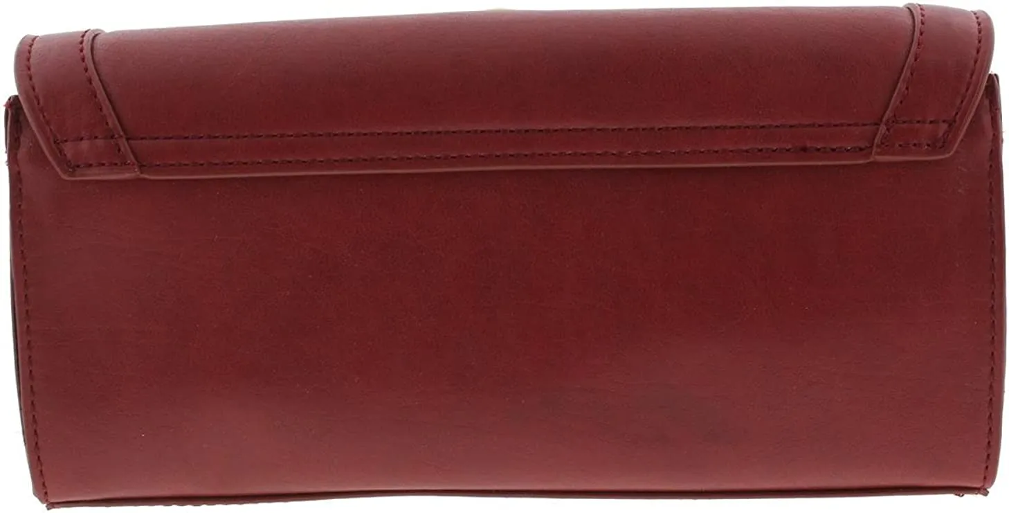 INC Womens Korra Faux Leather Grommet Clutch Handbag Red Small