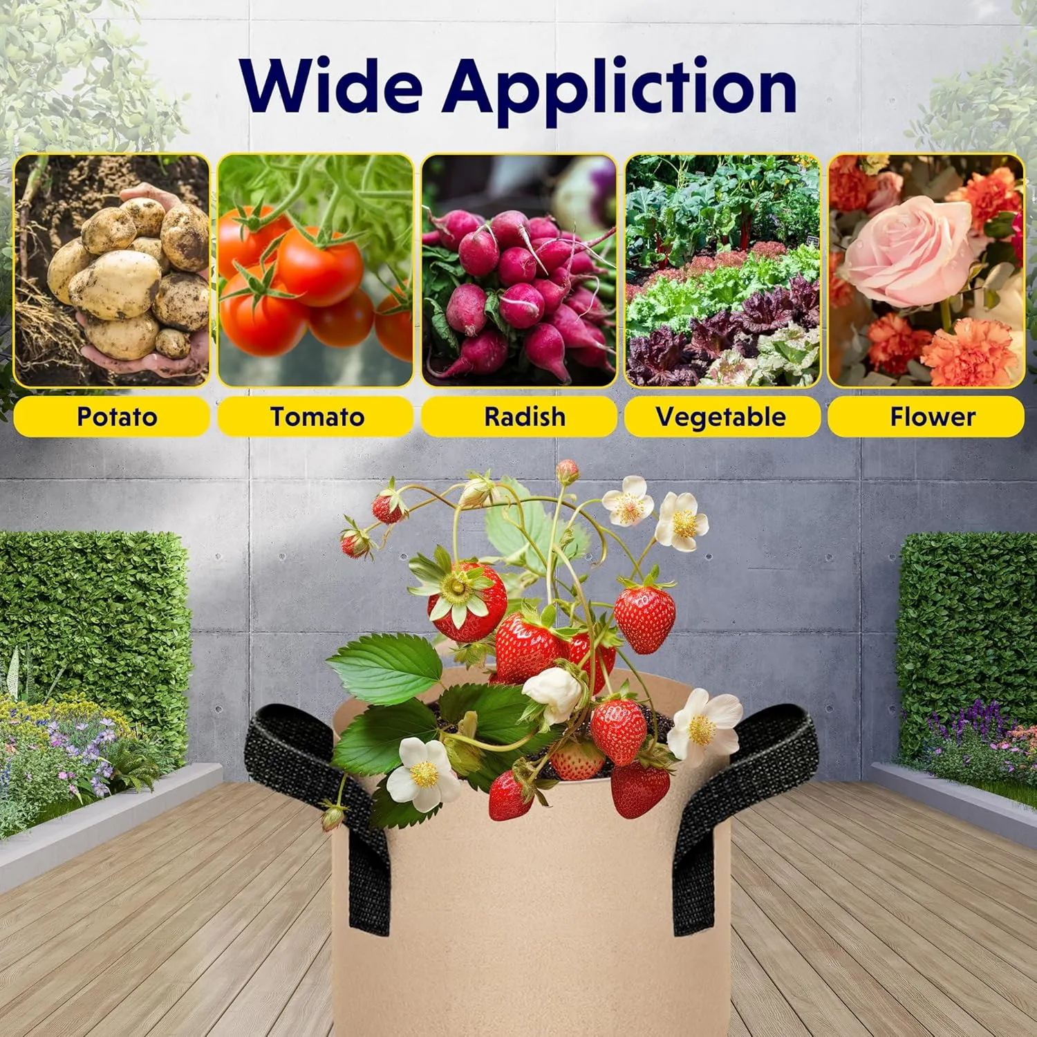 iPower 20-Pack 2 Gallon Grow Bags Heavy Duty Thickened Aeration Nonwoven Fabric Pots with Nylon Handles, for Planting Vegetables, Fruits, Flowers, Tan