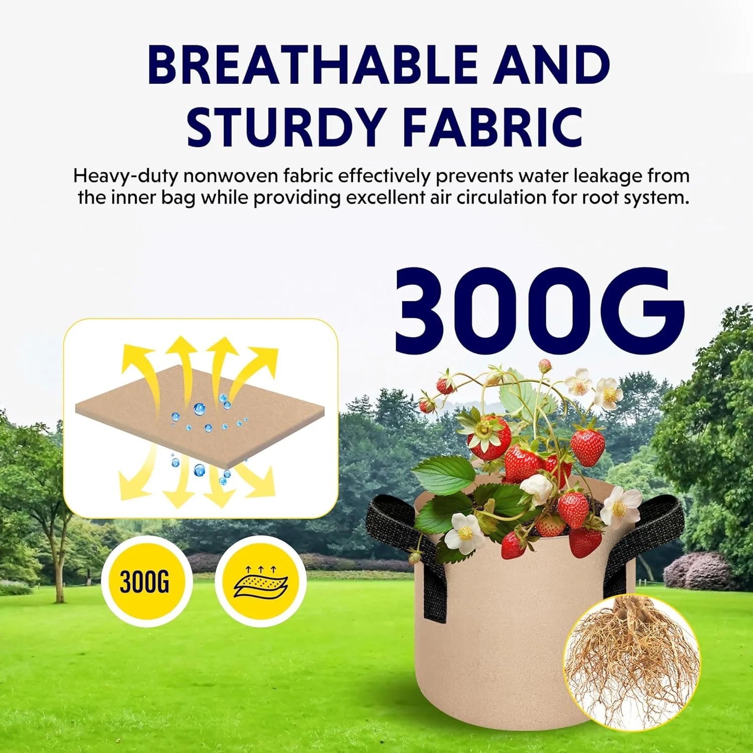 iPower 20-Pack 2 Gallon Grow Bags Heavy Duty Thickened Aeration Nonwoven Fabric Pots with Nylon Handles, for Planting Vegetables, Fruits, Flowers, Tan