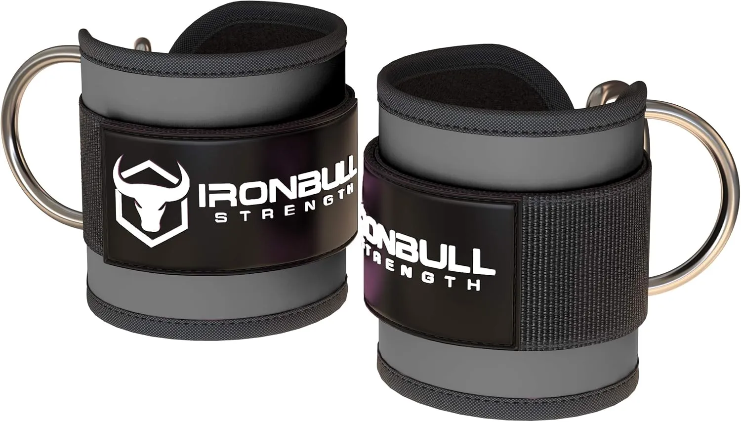 Iron Bull Strength Ankle Straps for Cable Machines (Pair) - Double D-Ring Attachment, Fully Adjustable, Breathable Comfort Neoprene - for Legs, Glutes, Abs and HIPS Workouts - Fits Women & Men