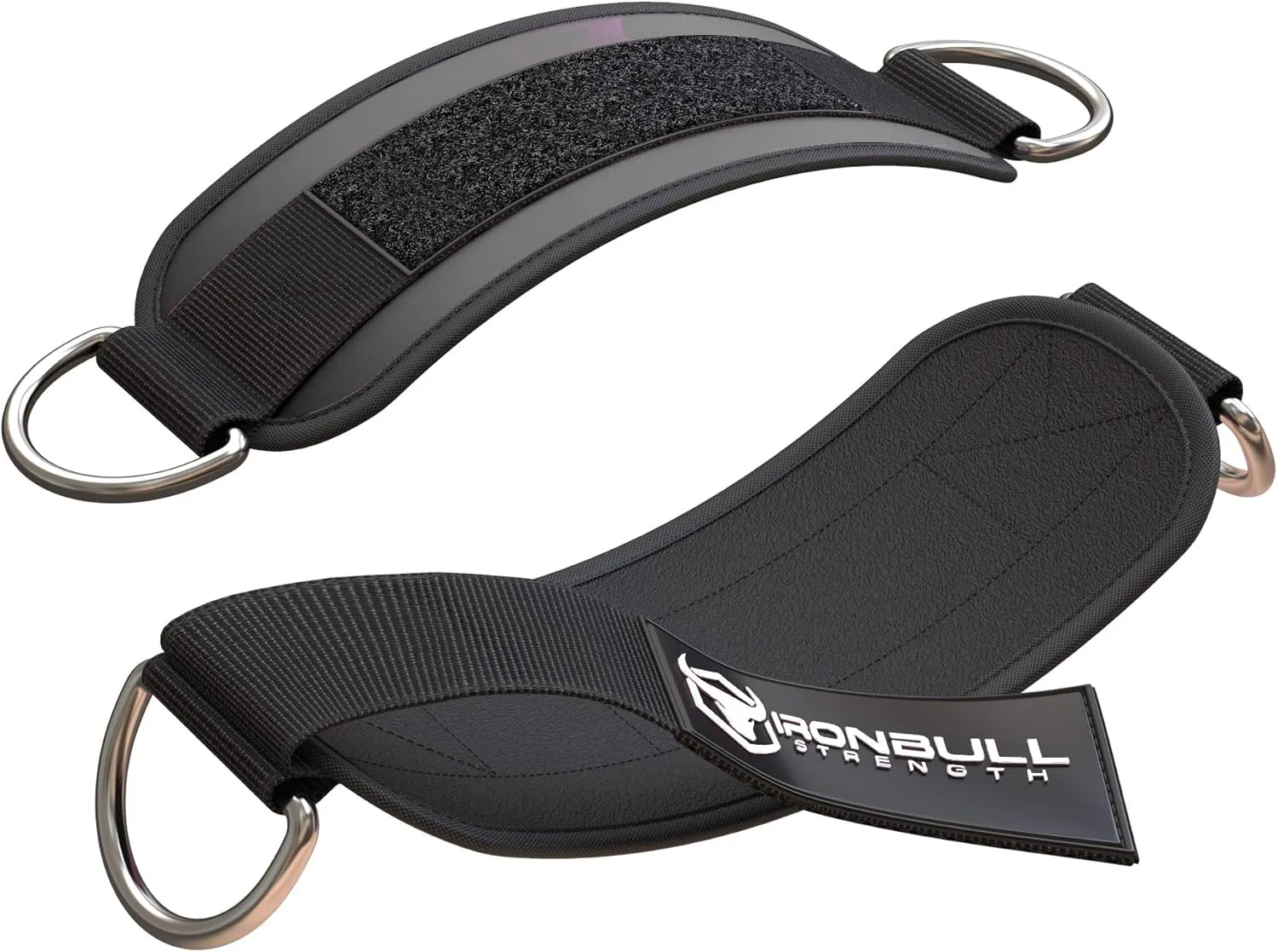 Iron Bull Strength Ankle Straps for Cable Machines (Pair) - Double D-Ring Attachment, Fully Adjustable, Breathable Comfort Neoprene - for Legs, Glutes, Abs and HIPS Workouts - Fits Women & Men