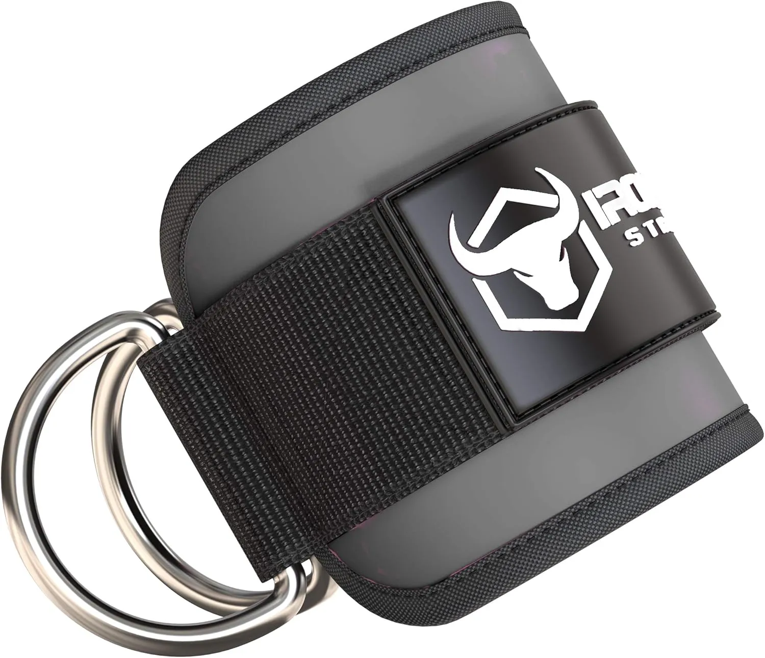 Iron Bull Strength Ankle Straps for Cable Machines (Pair) - Double D-Ring Attachment, Fully Adjustable, Breathable Comfort Neoprene - for Legs, Glutes, Abs and HIPS Workouts - Fits Women & Men