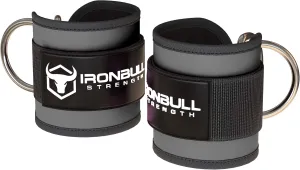 Iron Bull Strength Ankle Straps for Cable Machines (Pair) - Double D-Ring Attachment, Fully Adjustable, Breathable Comfort Neoprene - for Legs, Glutes, Abs and HIPS Workouts - Fits Women & Men
