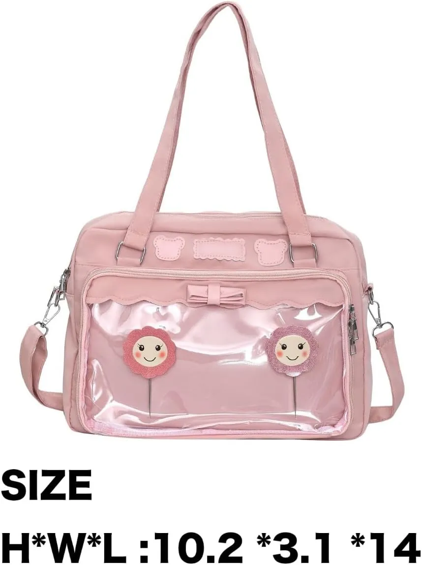 Ita Bag for Women Adult JK Uniform Inspired Y2K Shoulder Bag Japanese Chic Purse Kawaii Solid Color Spacious Interior