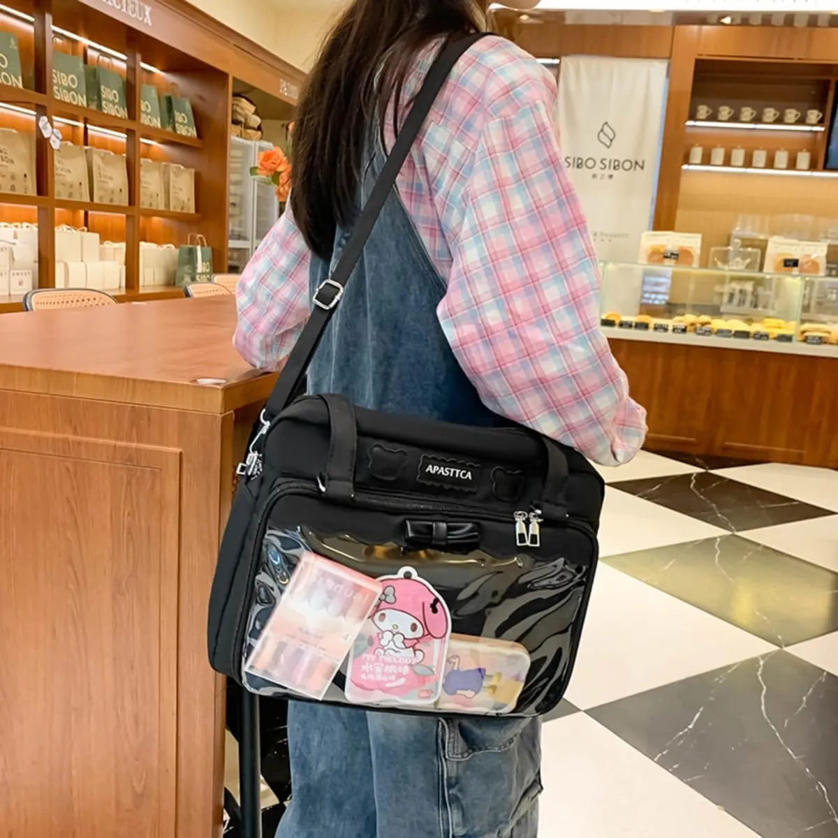 Ita Bag for Women Adult JK Uniform Inspired Y2K Shoulder Bag Japanese Chic Purse Kawaii Solid Color Spacious Interior