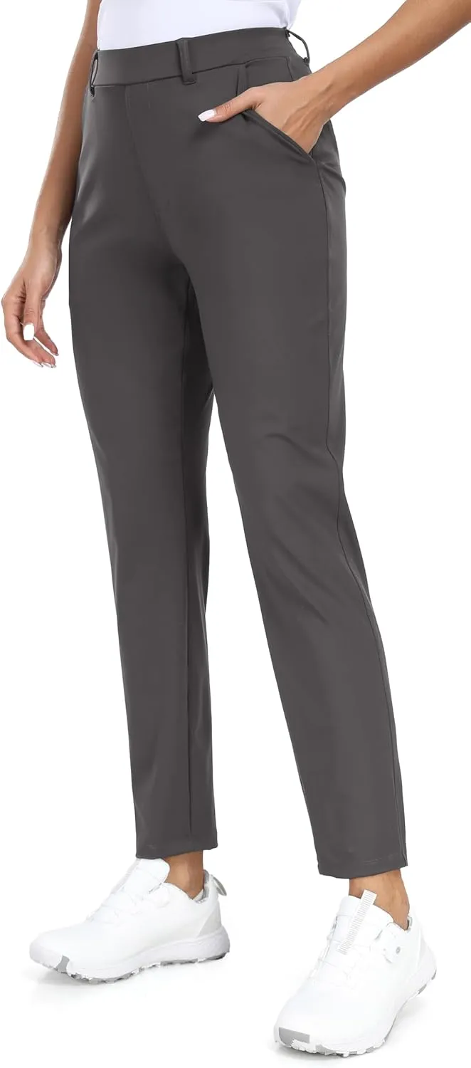 IUGA Stretchy Womens Golf Pants 7/8 Ankle Pull On Athletic Business Casual Travel Dress Pants with Pockets