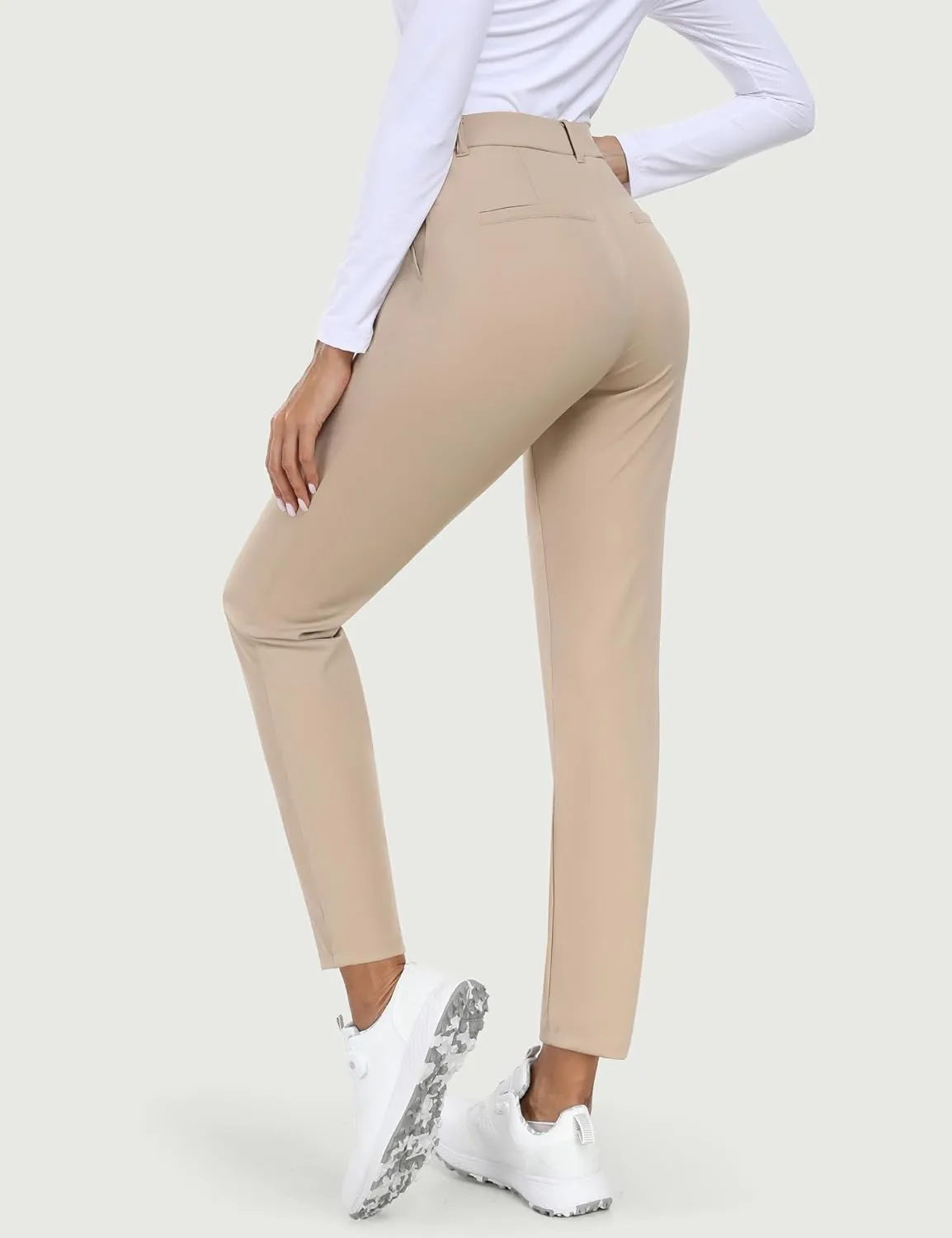 IUGA Stretchy Womens Golf Pants 7/8 Ankle Pull On Athletic Business Casual Travel Dress Pants with Pockets