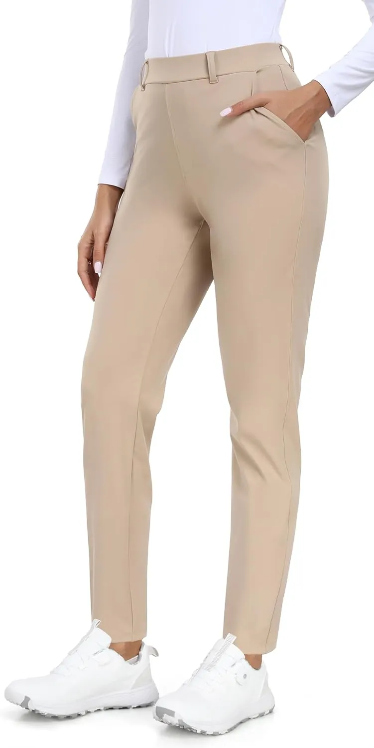 IUGA Stretchy Womens Golf Pants 7/8 Ankle Pull On Athletic Business Casual Travel Dress Pants with Pockets