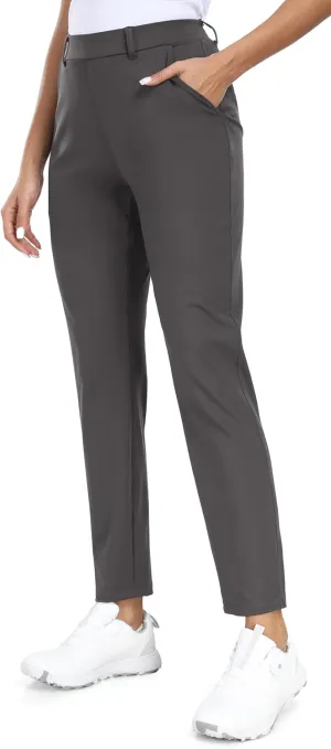 IUGA Stretchy Womens Golf Pants 7/8 Ankle Pull On Athletic Business Casual Travel Dress Pants with Pockets