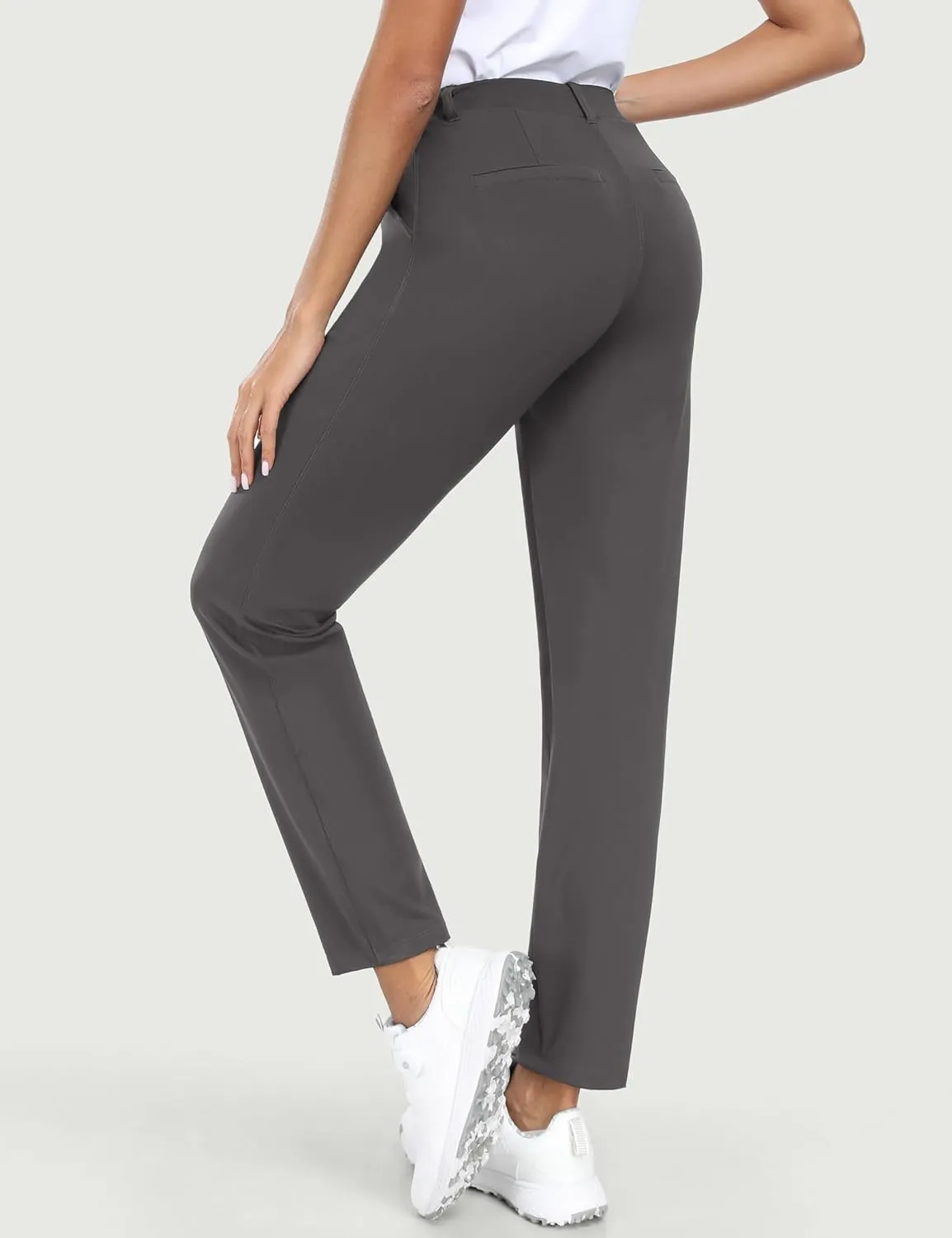 IUGA Stretchy Womens Golf Pants 7/8 Ankle Pull On Athletic Business Casual Travel Dress Pants with Pockets