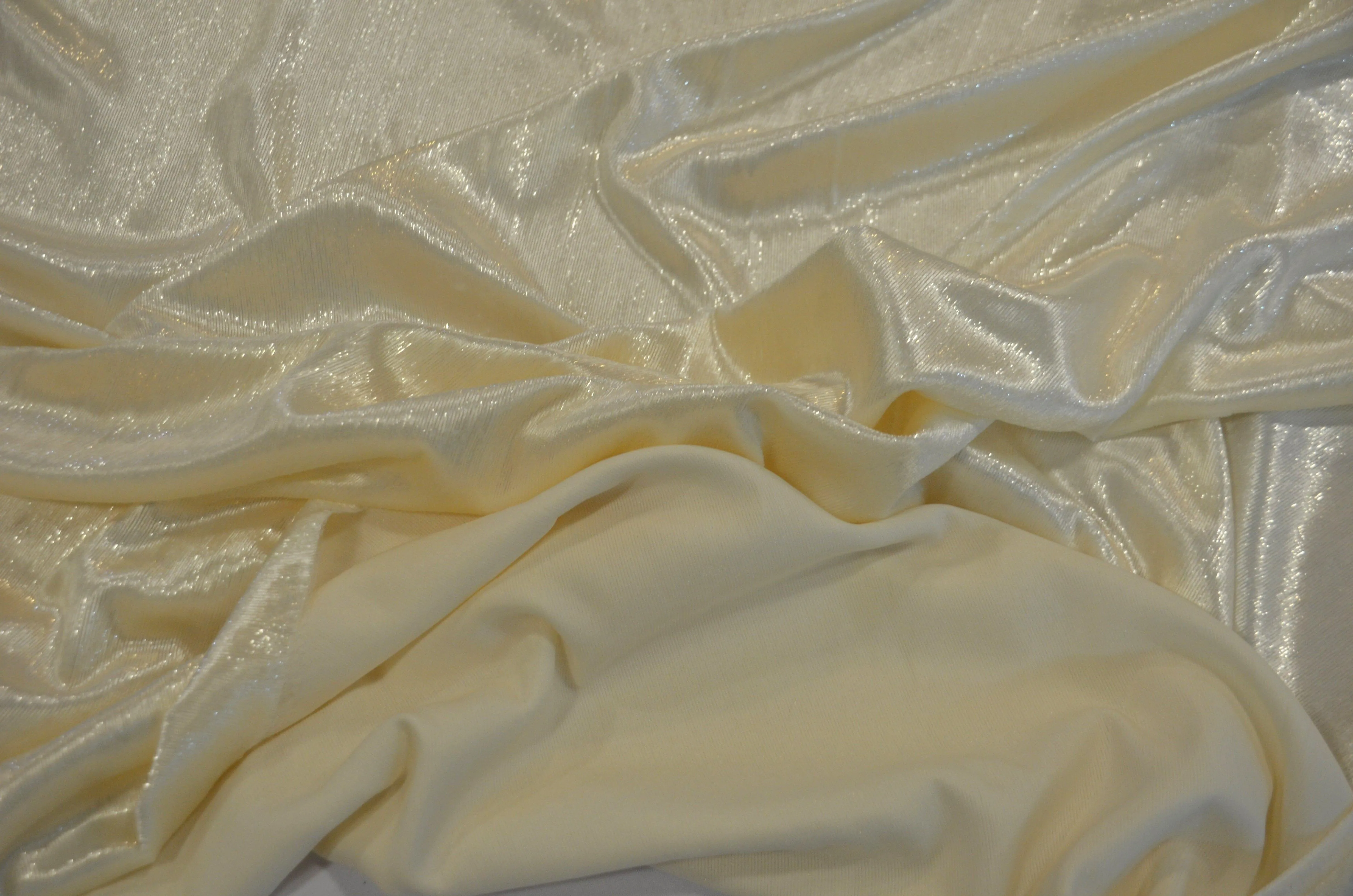 Ivory Silky Velvet with Metallic Lurex | 52" Wide | Polyester Super Soft Lurex Velvet | Soft Metallic Velvet for Dresses, Clothing, Skirts, Costume