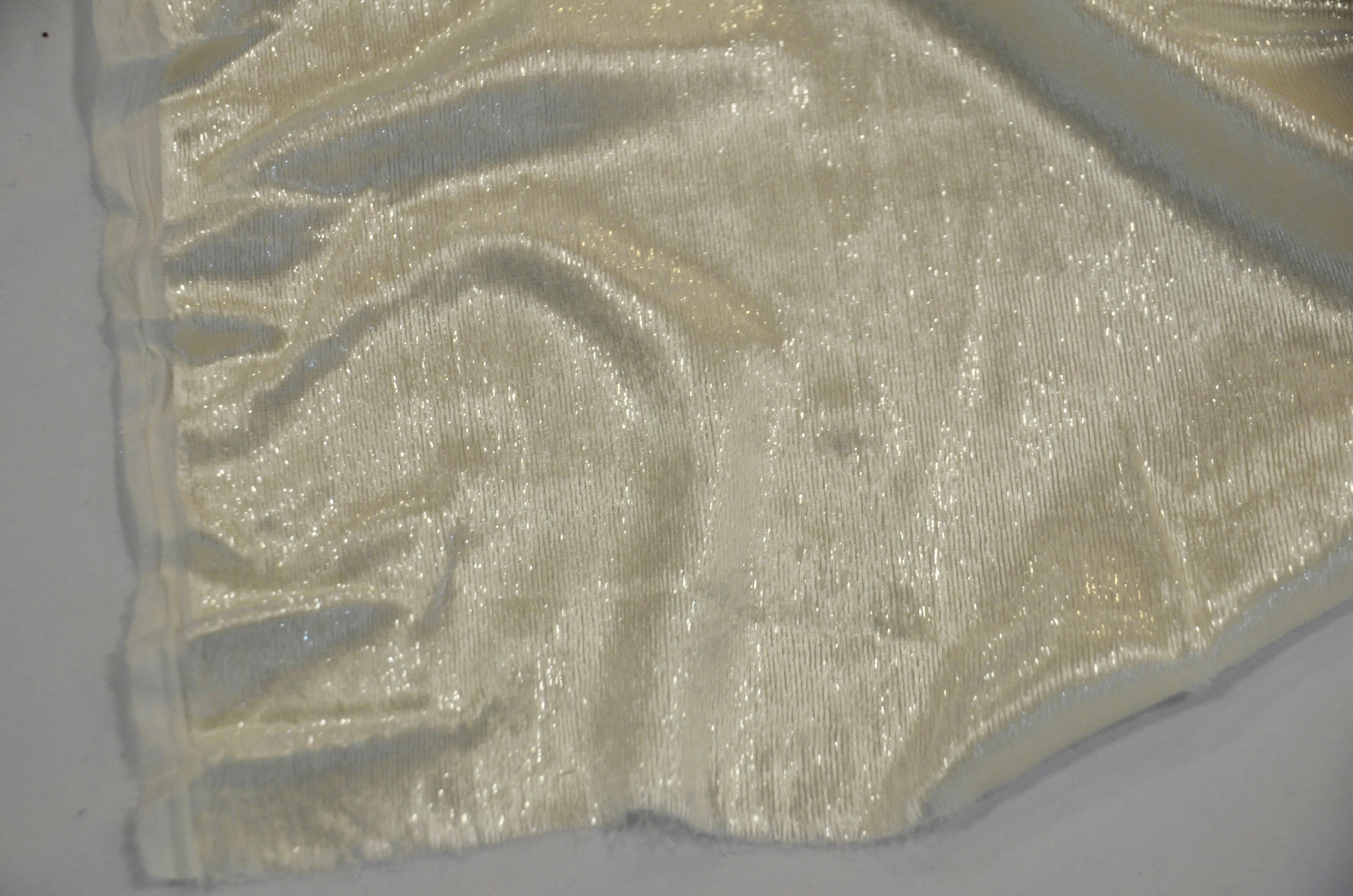 Ivory Silky Velvet with Metallic Lurex | 52" Wide | Polyester Super Soft Lurex Velvet | Soft Metallic Velvet for Dresses, Clothing, Skirts, Costume