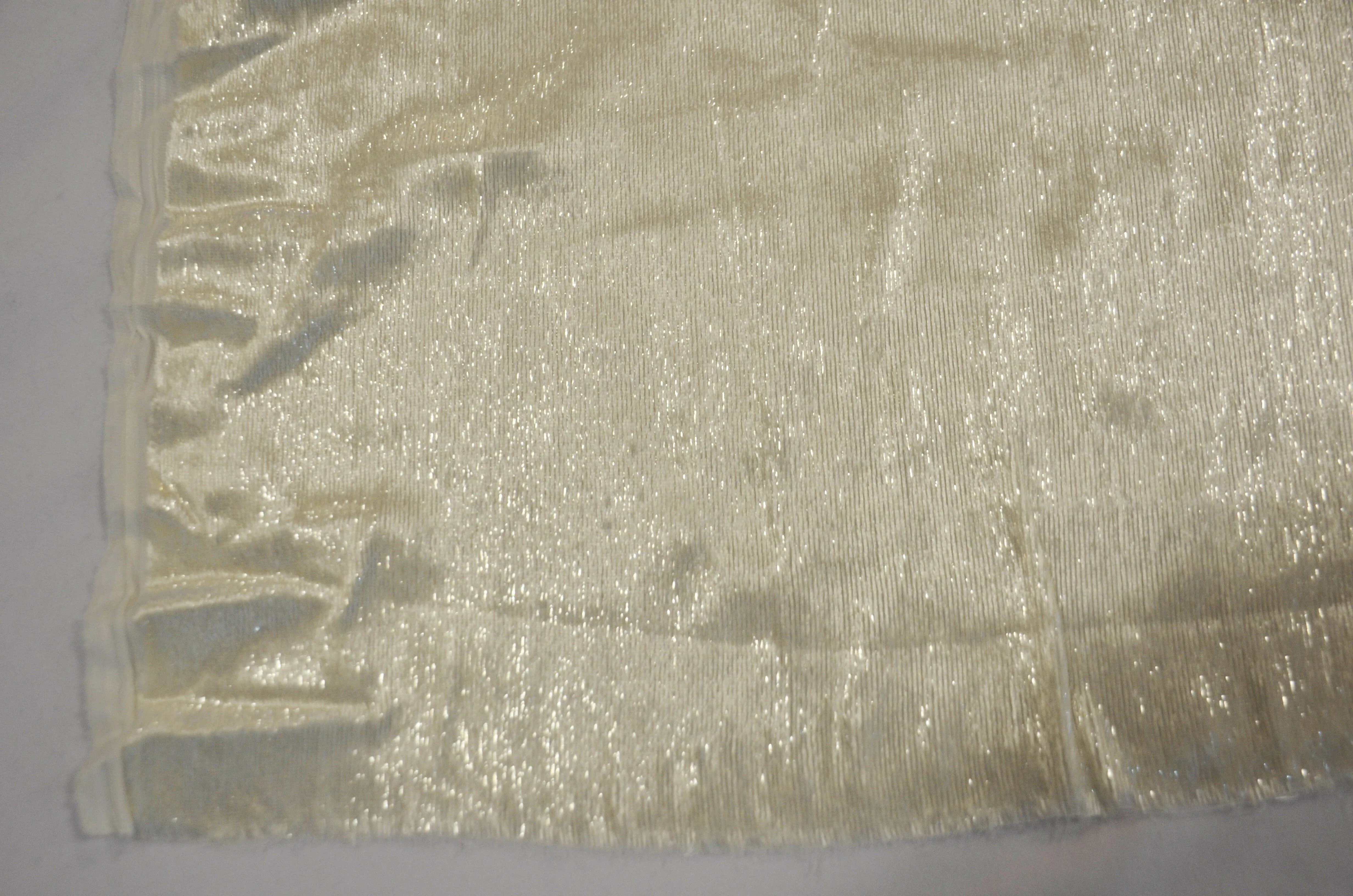 Ivory Silky Velvet with Metallic Lurex | 52" Wide | Polyester Super Soft Lurex Velvet | Soft Metallic Velvet for Dresses, Clothing, Skirts, Costume