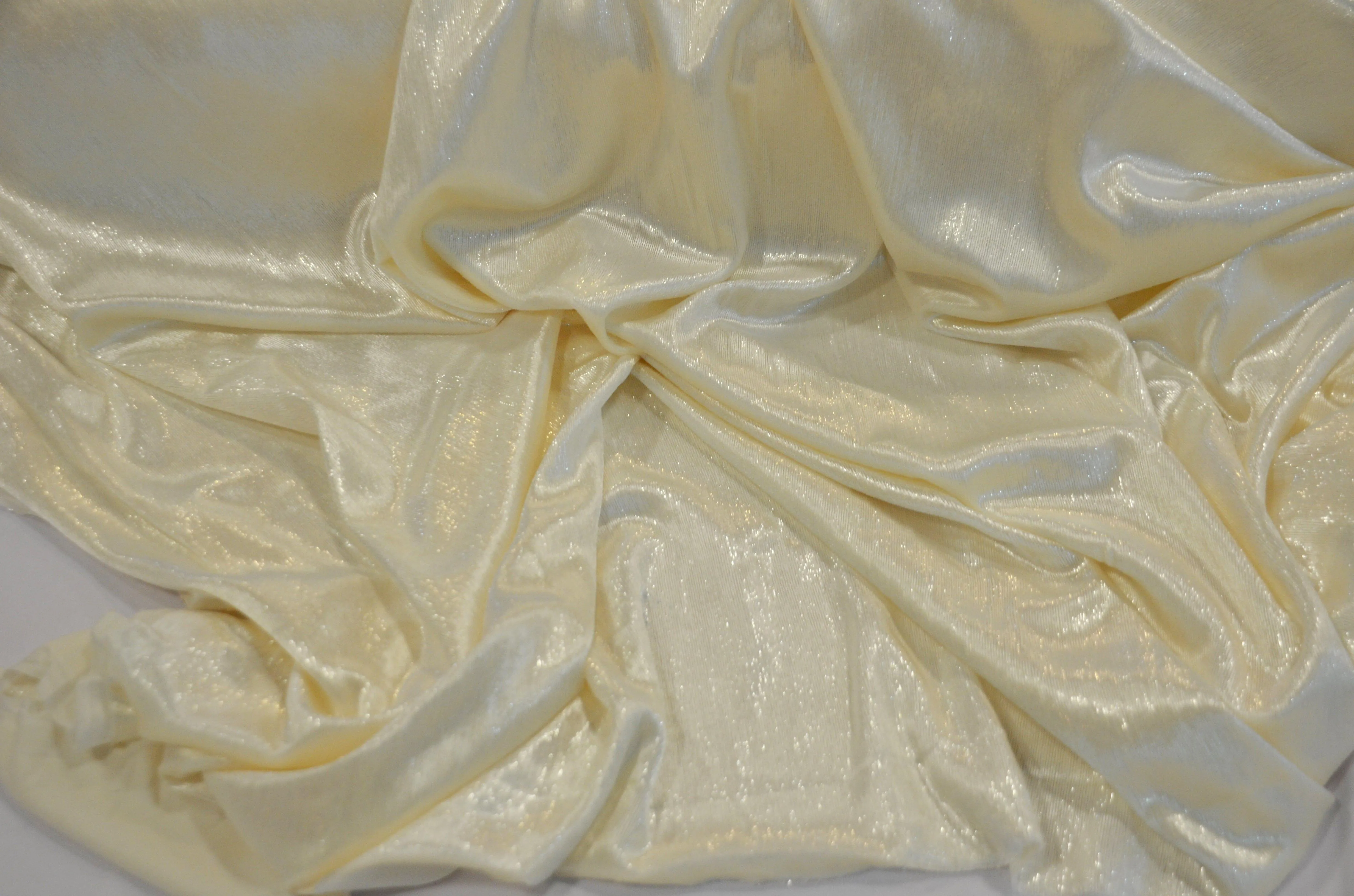 Ivory Silky Velvet with Metallic Lurex | 52" Wide | Polyester Super Soft Lurex Velvet | Soft Metallic Velvet for Dresses, Clothing, Skirts, Costume