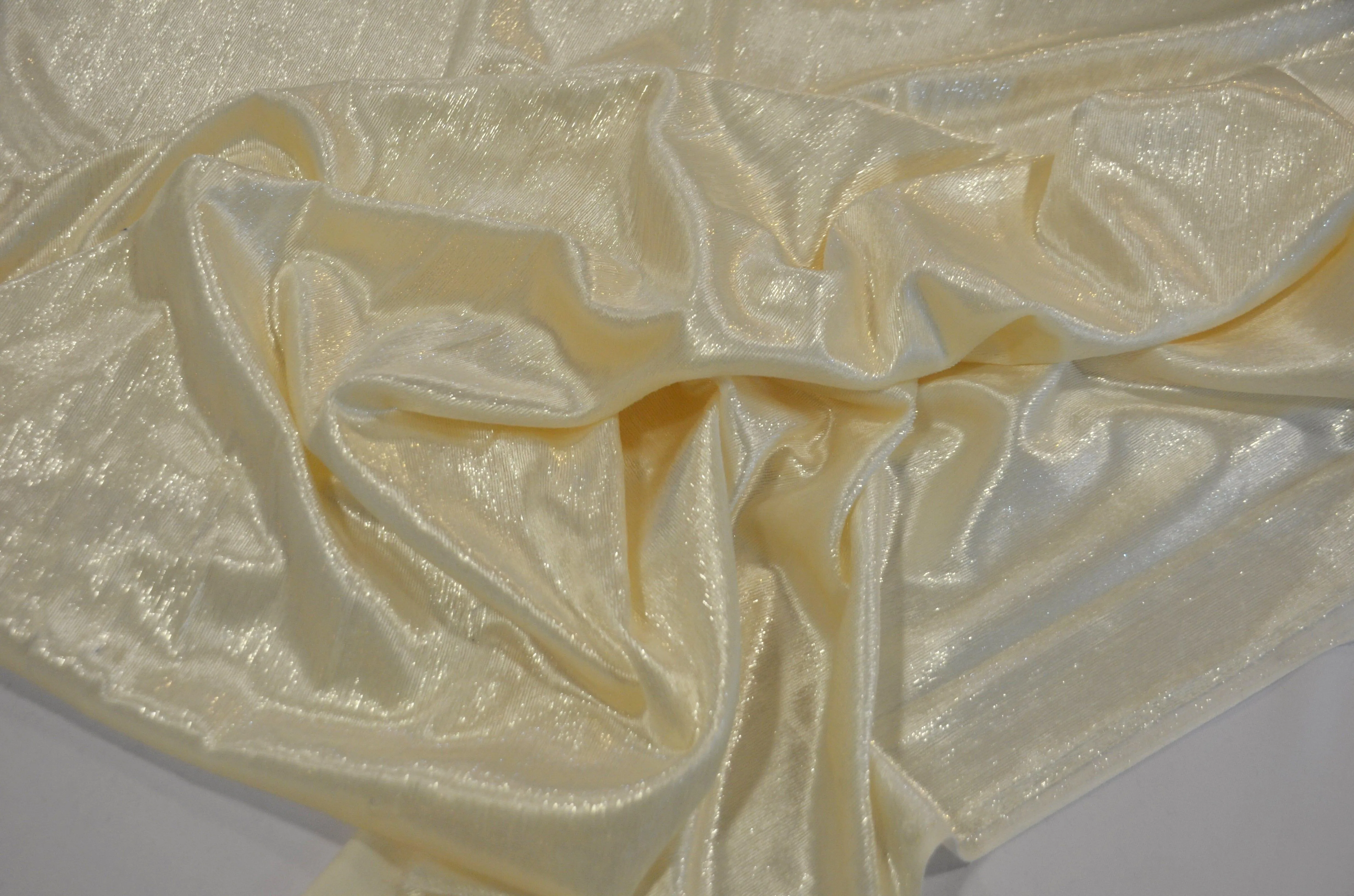 Ivory Silky Velvet with Metallic Lurex | 52" Wide | Polyester Super Soft Lurex Velvet | Soft Metallic Velvet for Dresses, Clothing, Skirts, Costume
