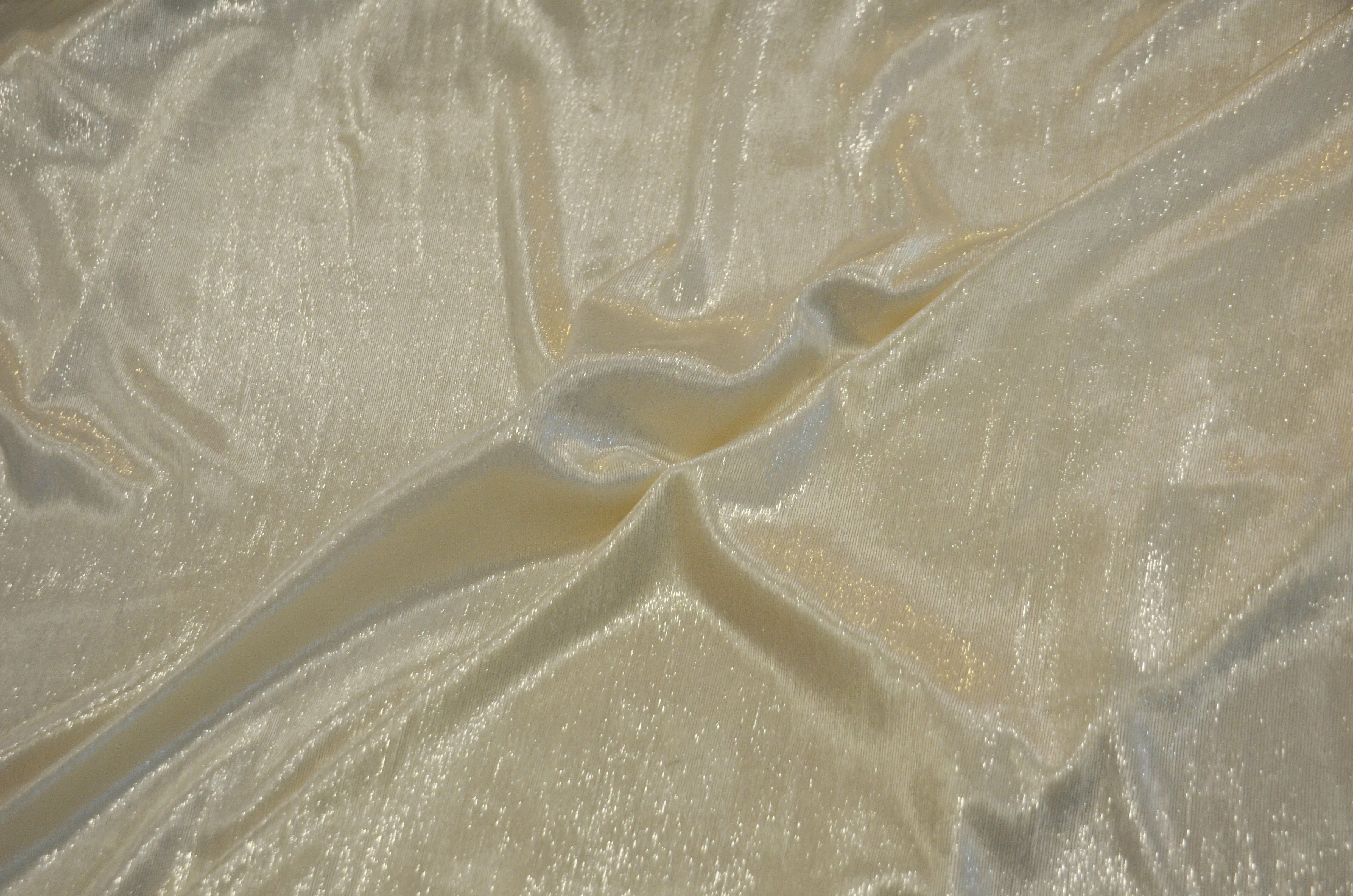 Ivory Silky Velvet with Metallic Lurex | 52" Wide | Polyester Super Soft Lurex Velvet | Soft Metallic Velvet for Dresses, Clothing, Skirts, Costume