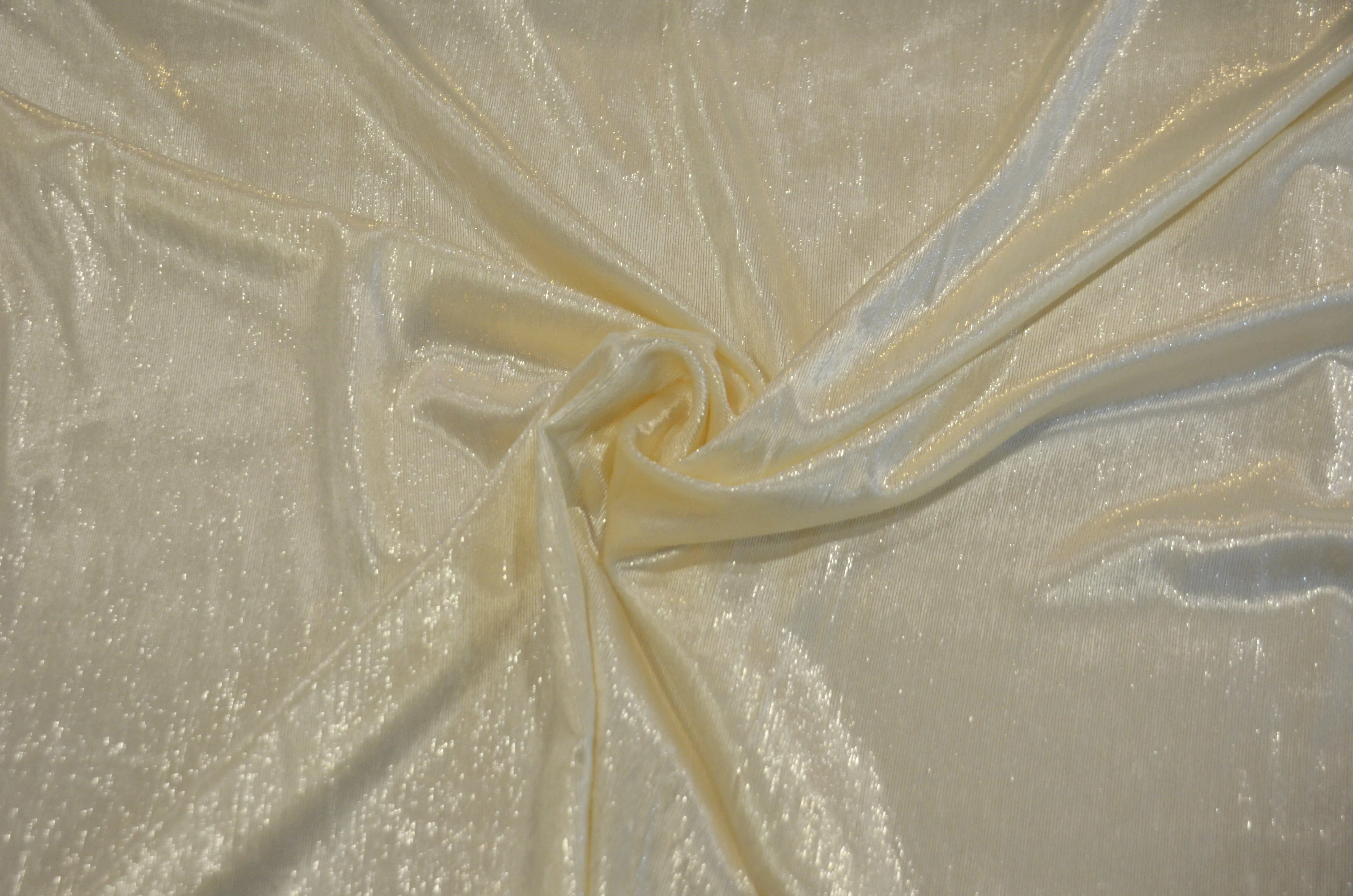 Ivory Silky Velvet with Metallic Lurex | 52" Wide | Polyester Super Soft Lurex Velvet | Soft Metallic Velvet for Dresses, Clothing, Skirts, Costume