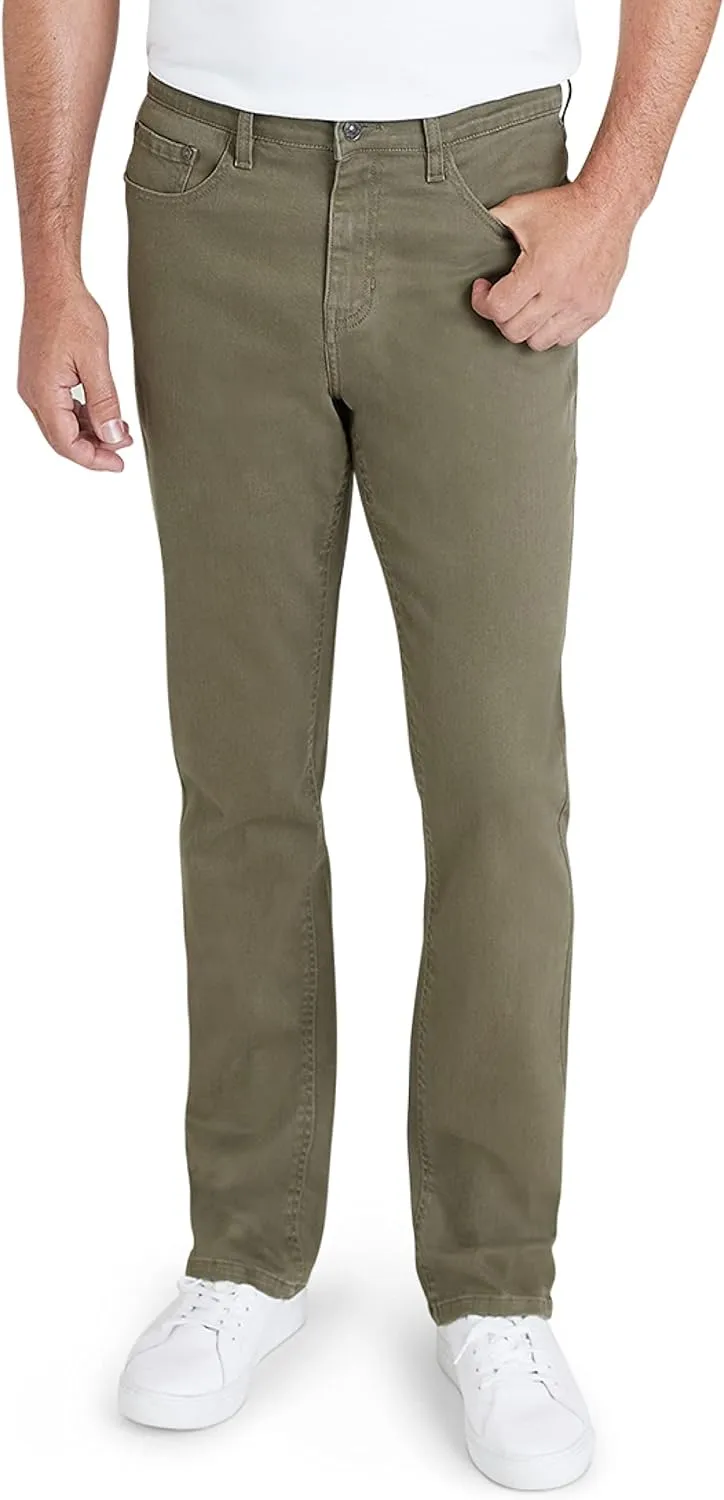 IZOD Men's Relaxed Fit Jeans - Classic 5-Pocket Comfort Stretch Denim - Straight Leg Casual Work Pants for Men