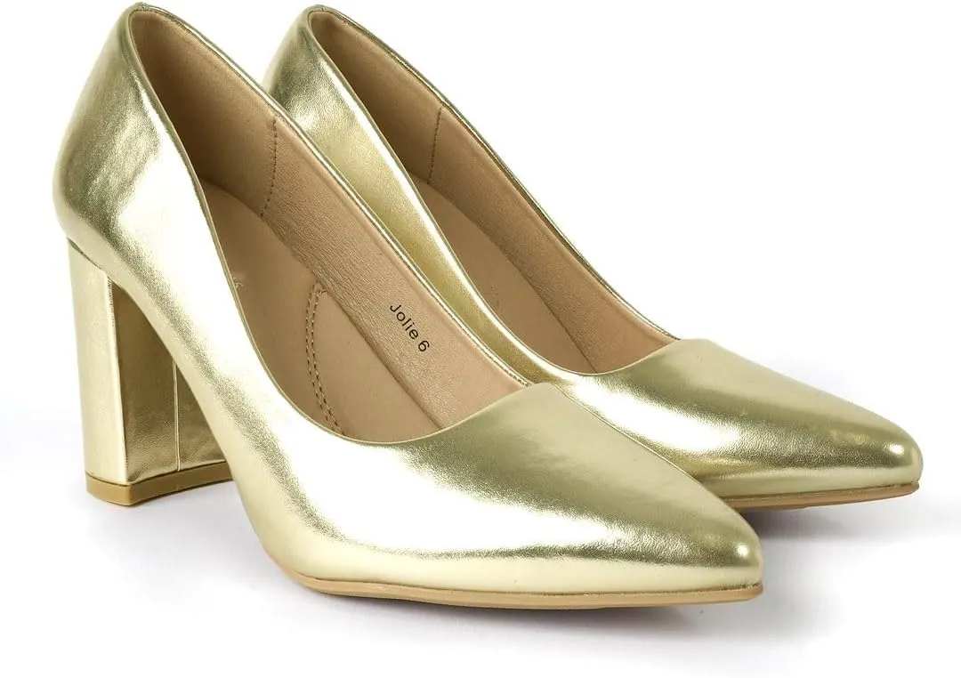 J. Adams Jolie Heels for Women - Closed Pointed Toe Mid Block Heel Classic Pumps