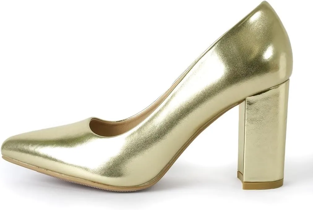 J. Adams Jolie Heels for Women - Closed Pointed Toe Mid Block Heel Classic Pumps