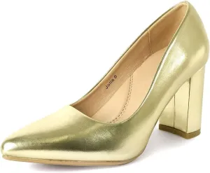 J. Adams Jolie Heels for Women - Closed Pointed Toe Mid Block Heel Classic Pumps