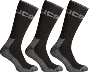 JCB - Men's Black Heavy Duty Socks | 3 Pairs | US Size 7-12 | Boot Socks, Reinforced Socks, Terry Cushioning, Men's Black Heavy Duty Socks