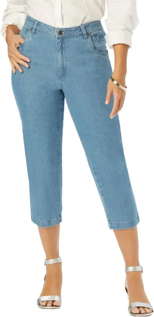 Jessica London Women's Plus Size Classic Cotton Denim Capri