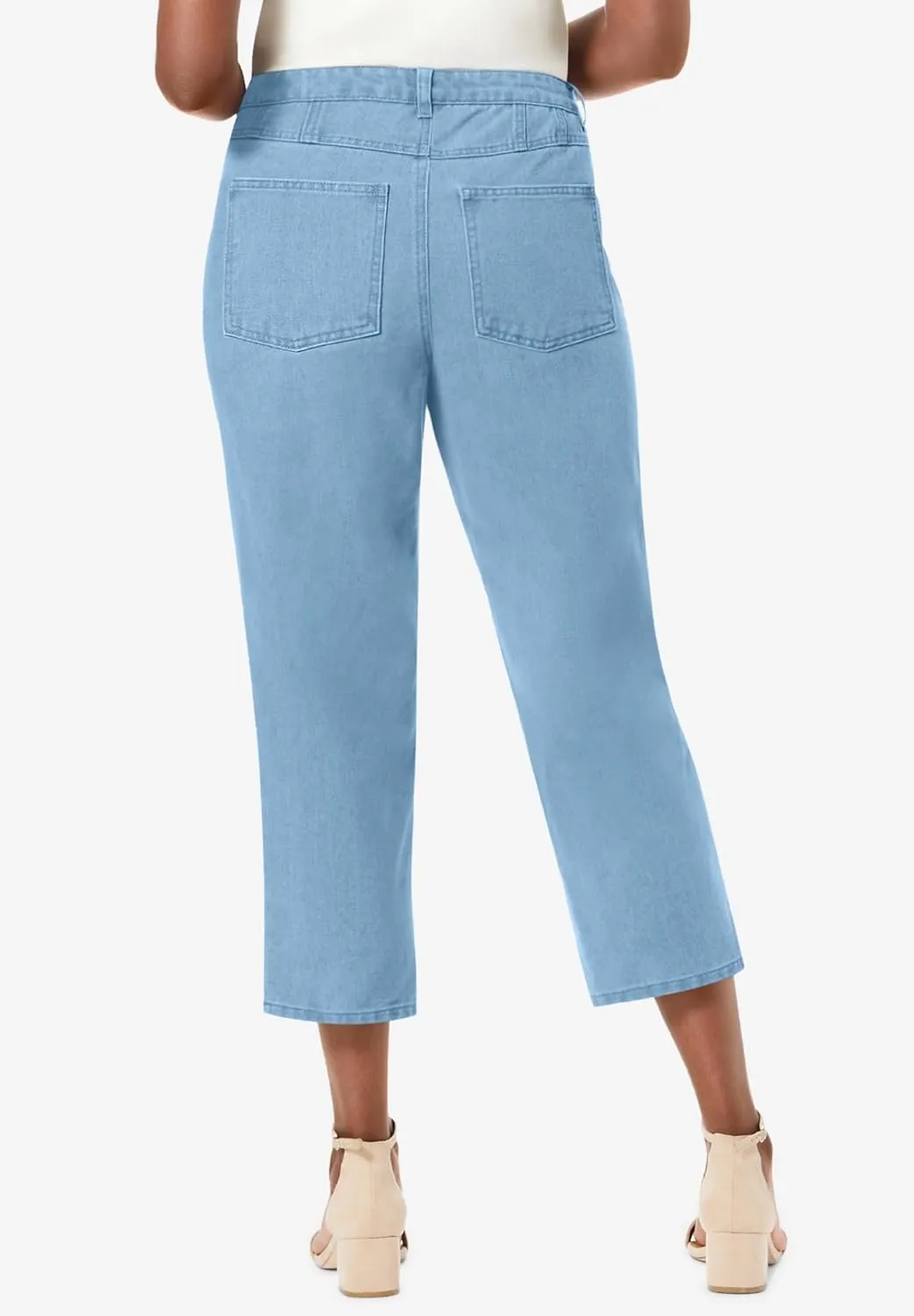Jessica London Women's Plus Size Classic Cotton Denim Capri