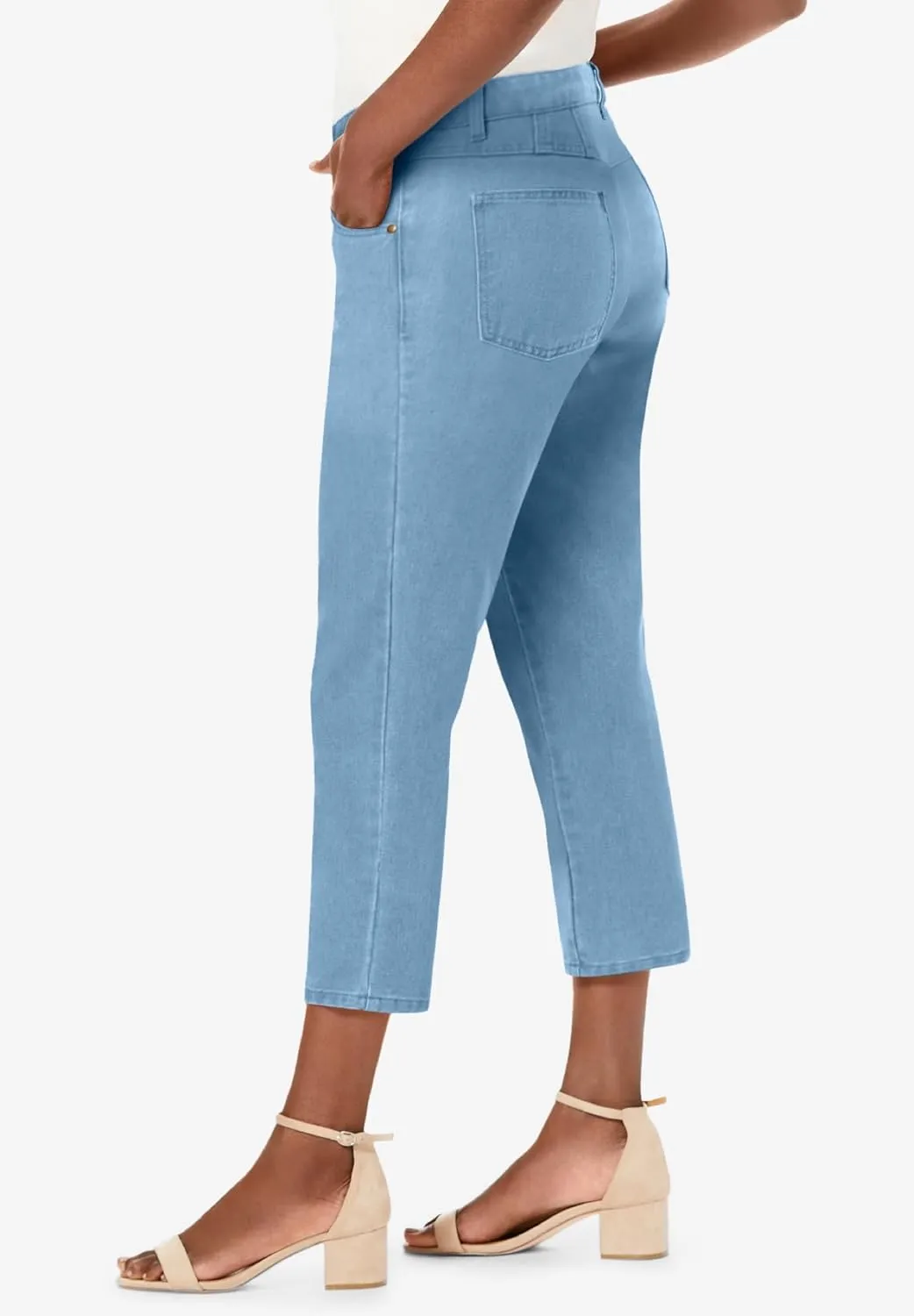 Jessica London Women's Plus Size Classic Cotton Denim Capri