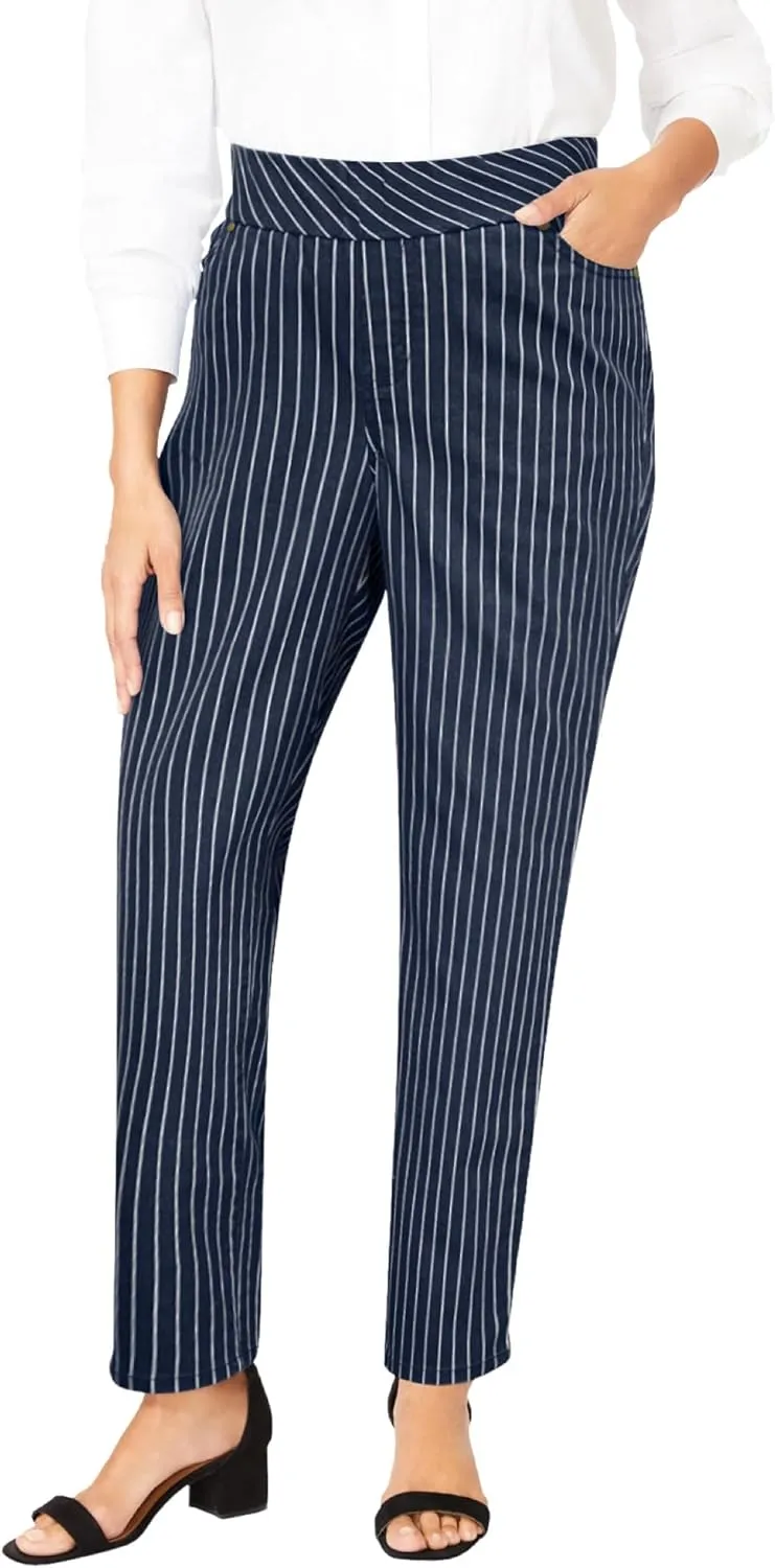 Jessica London Women's Plus Size Tall Comfort Waist Stretch Denim Straight Leg Jean