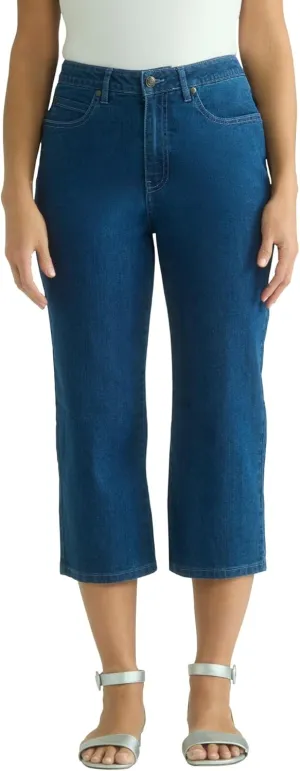 Jessica London Women's Plus Size True Fit Straight Leg Crop Jean